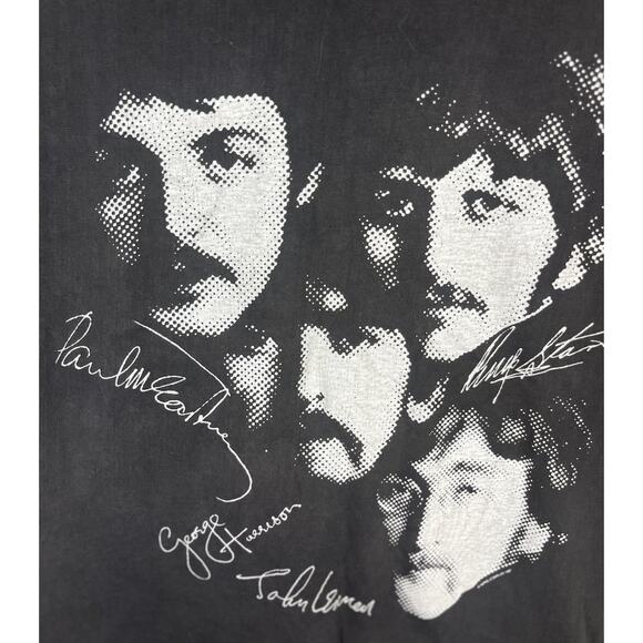 VTG The Beatles T Shirt Mens * FITS SMALL * Black 4 Face 1987 Graphic Portrait - Picture 1 of 9